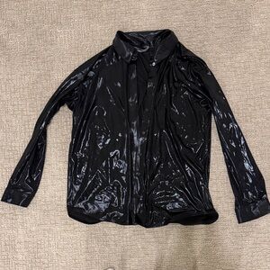 Anthropologie Black Shiny Blouse